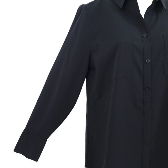 Chicos Half Placket Shirt Fashion Top Womens Size 0 US 4 Black Silky Soft NEW - Picture 5 of 12